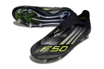 Adidas F50 Elite Laceless SG Low-Tops Football Boots - Black/Silver/Yellow
