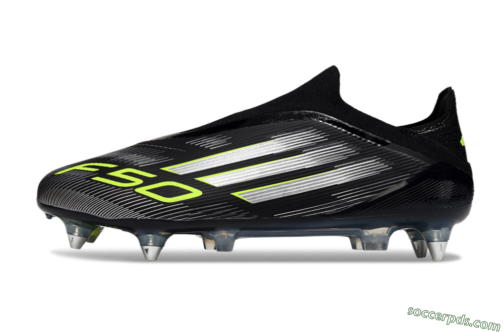 Adidas F50 Elite Laceless SG Low-Tops Football Boots - Black/Silver/Yellow 2