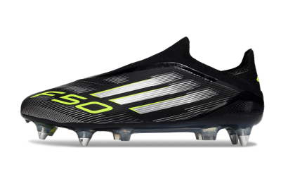 Adidas F50 Elite Laceless SG Low-Tops Football Boots - Black/Silver/Yellow