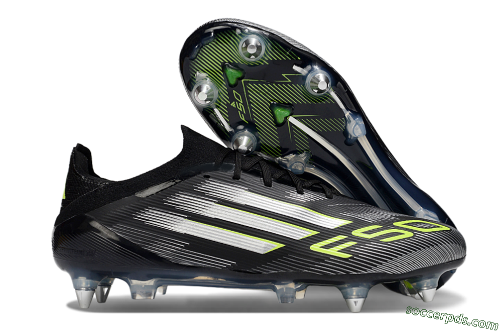 Adidas F50 Elite SG Low-Tops Football Boots - Black/Silver/Yellow 1
