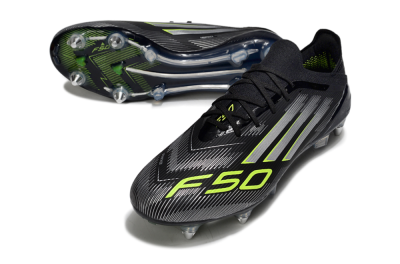 Adidas F50 Elite SG Low-Tops Football Boots - Black/Silver/Yellow