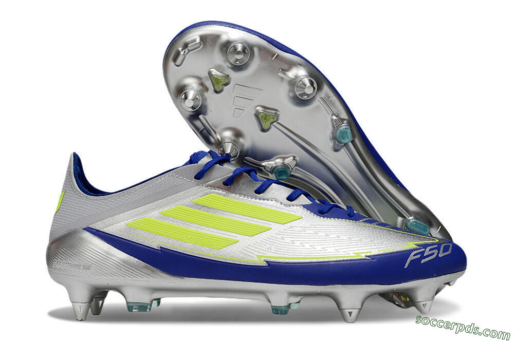 Adidas F50 Elite SG Low-Tops Football Boots - Silver/Yellow/Blue 1