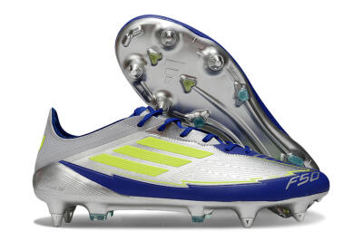 Adidas F50 Elite SG Low-Tops Football Boots - Silver/Yellow/Blue