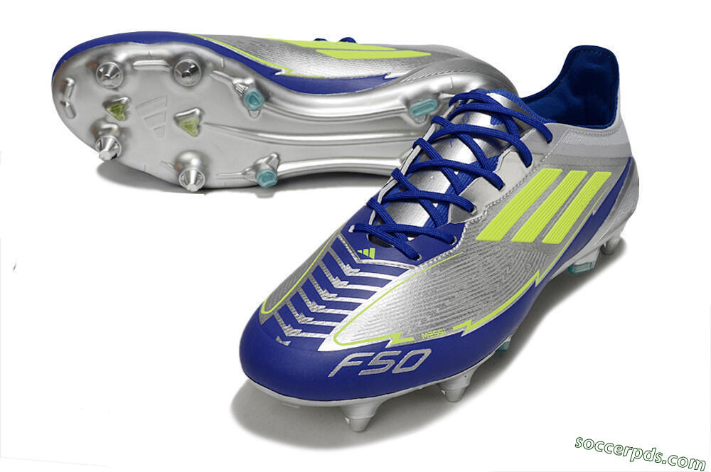 Adidas F50 Elite SG Low-Tops Football Boots - Silver/Yellow/Blue 3