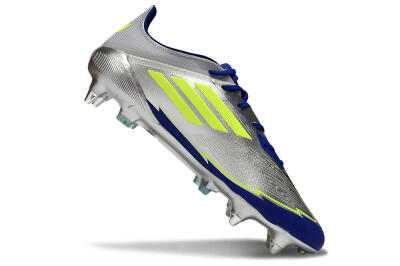 Adidas F50 Elite SG Low-Tops Football Boots - Silver/Yellow/Blue