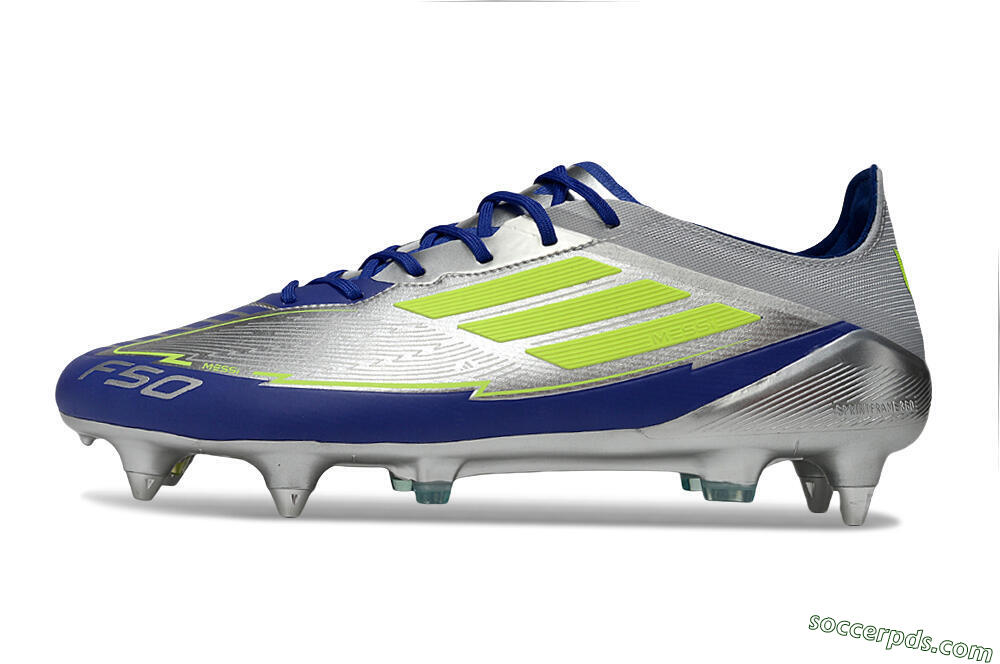 Adidas F50 Elite SG Low-Tops Football Boots - Silver/Yellow/Blue 2