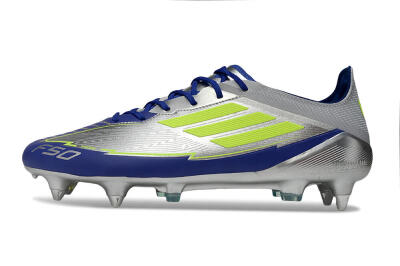 Adidas F50 Elite SG Low-Tops Football Boots - Silver/Yellow/Blue