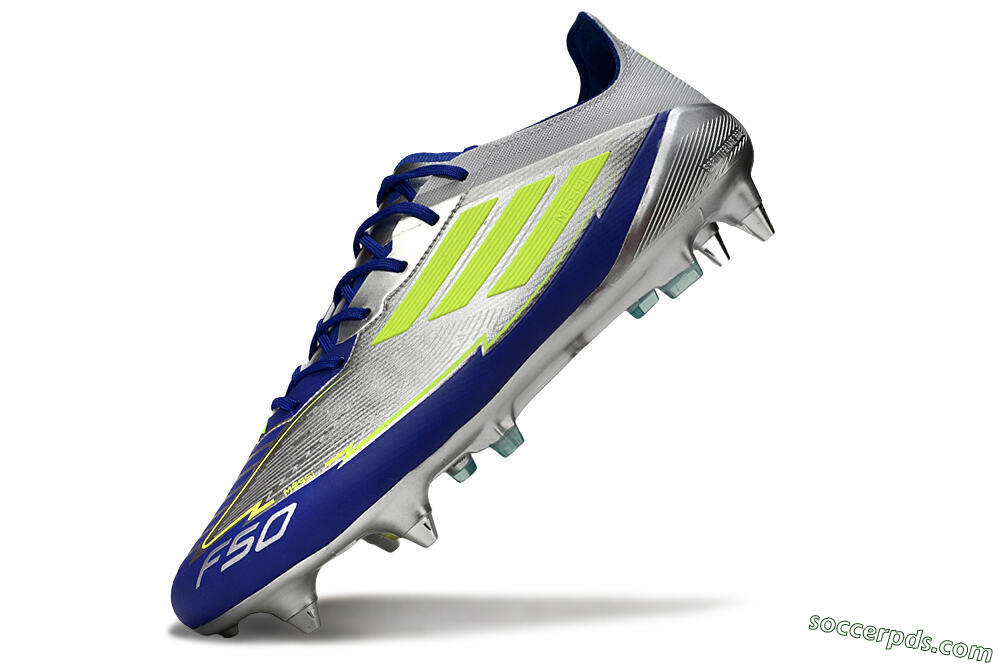 Adidas F50 Elite SG Low-Tops Football Boots - Silver/Yellow/Blue 5