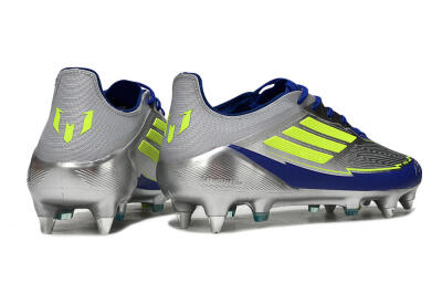 Adidas F50 Elite SG Low-Tops Football Boots - Silver/Yellow/Blue