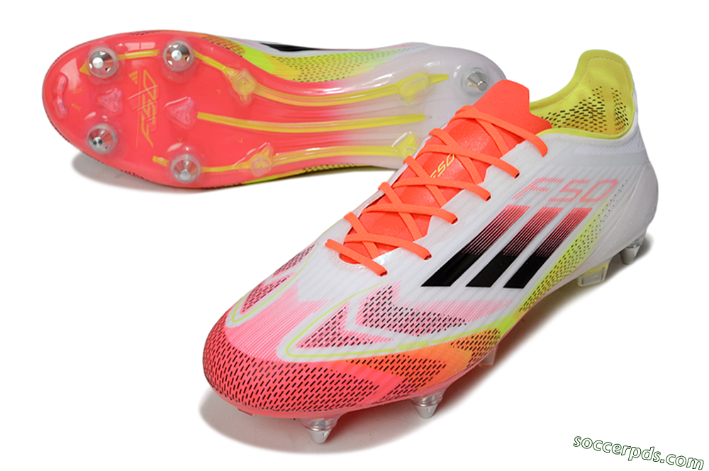 Adidas F50 Elite SG Low-Tops Football Boots - White/Red/Yellow 3