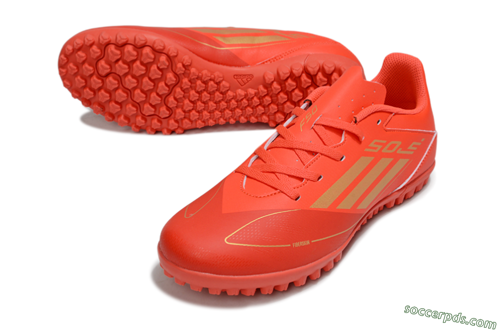 Adidas F50 Club TF Low-Tops Football Shoes - Red/Gold 3
