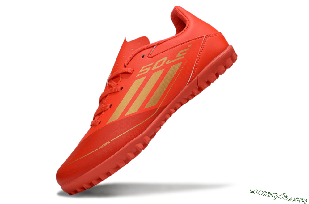 Adidas F50 Club TF Low-Tops Football Shoes - Red/Gold 5