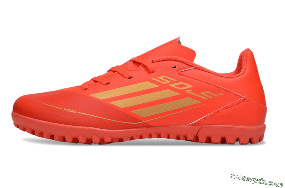 Adidas F50 Club TF Low-Tops Football Shoes - Red/Gold 2