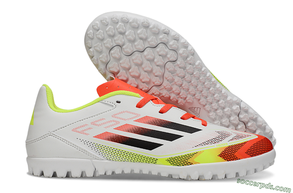 Adidas F50 Club TF Low-Tops Football Shoes - White/Red/Yellow 1