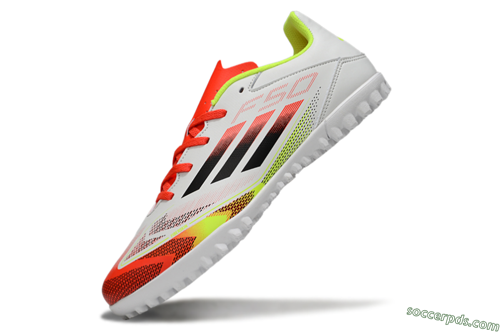 Adidas F50 Club TF Low-Tops Football Shoes - White/Red/Yellow 5