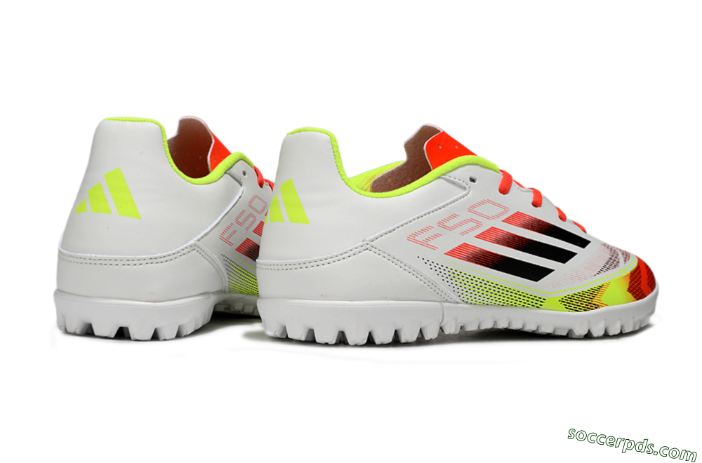 Adidas F50 Club TF Low-Tops Football Shoes - White/Red/Yellow 6