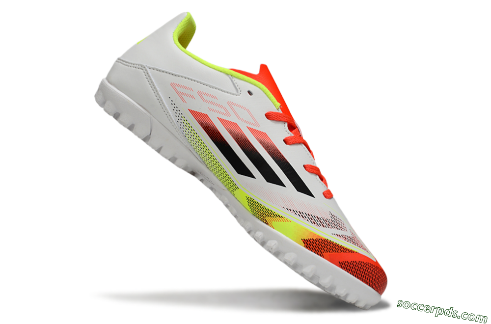 Adidas F50 Club TF Low-Tops Football Shoes - White/Red/Yellow 4