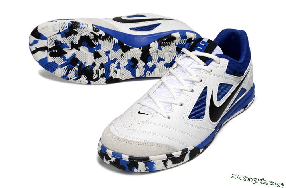 Nike Lunar Gato 2 IC Low-Tops Football Shoes - White/Blue/Black 3