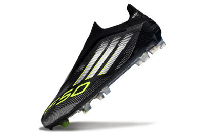 Adidas F50 Elite Laceless FG Low-Tops Football Boots - Black/Silver/Yellow