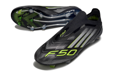 Adidas F50 Elite Laceless FG Low-Tops Football Boots - Black/Silver/Yellow