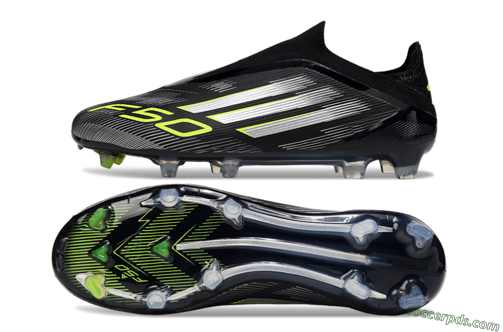 Adidas F50 Elite Laceless FG Low-Tops Football Boots - Black/Silver/Yellow 0