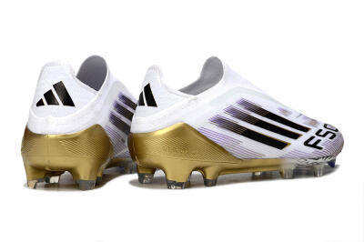Adidas F50 Elite Laceless FG Low-Tops Football Boots - White/Black/Purple/Gold