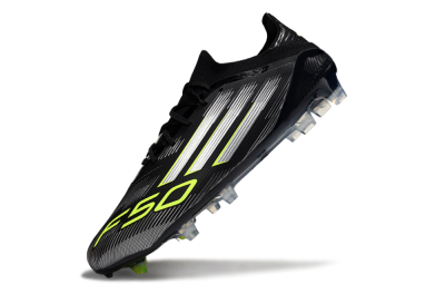 Adidas F50 Elite FG Low-Tops Football Boots - Black/Silver/Yellow