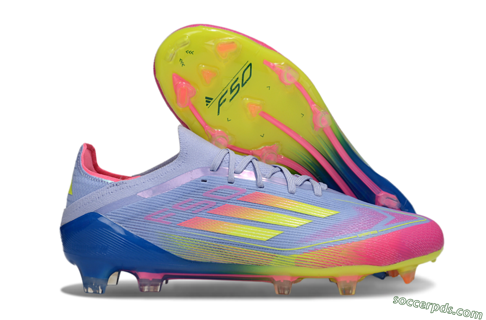 Adidas F50 Elite FG Low-Tops Football Boots - Blue/Yellow/Pink 1