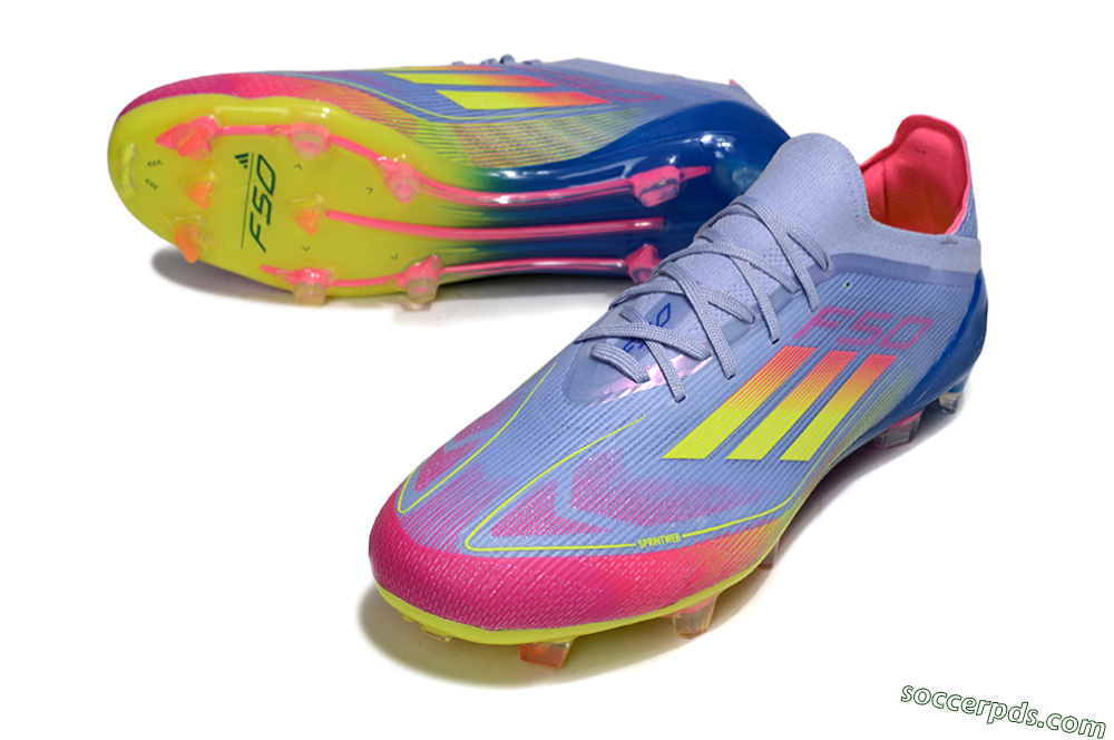 Adidas F50 Elite FG Low-Tops Football Boots - Blue/Yellow/Pink 3
