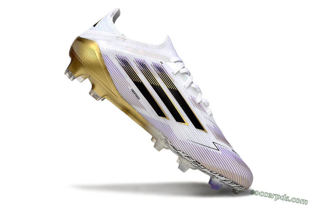 Adidas F50 Elite FG Low-Tops Football Boots - White/Black/Purple/Gold 4