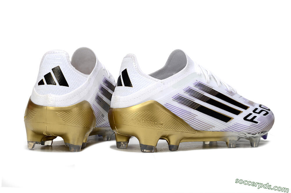 Adidas F50 Elite FG Low-Tops Football Boots - White/Black/Purple/Gold 6