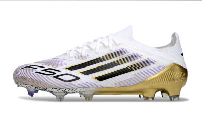 Adidas F50 Elite FG Low-Tops Football Boots - White/Black/Purple/Gold