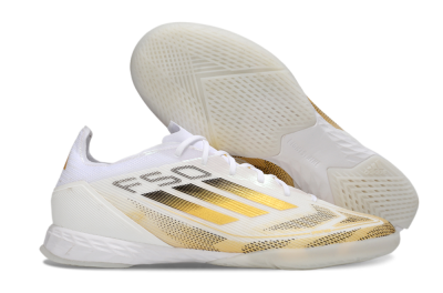 Adidas F50 Pro IC Low-Tops Football Shoes - White/Black/Gold