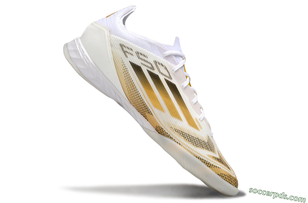 Adidas F50 Pro IC Low-Tops Football Shoes - White/Black/Gold 4