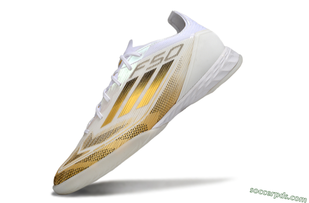 Adidas F50 Pro IC Low-Tops Football Shoes - White/Black/Gold 5