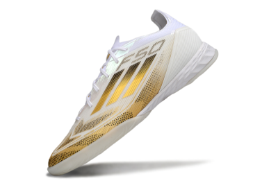 Adidas F50 Pro IC Low-Tops Football Shoes - White/Black/Gold