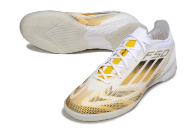 Adidas F50 Pro IC Low-Tops Football Shoes - White/Black/Gold