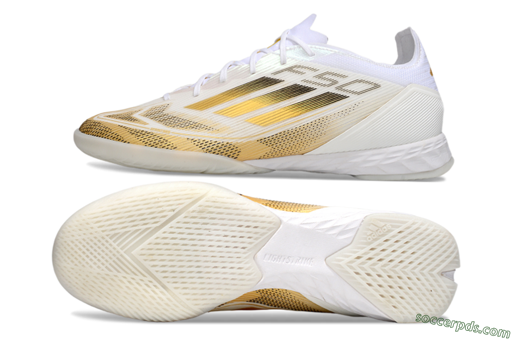 Adidas F50 Pro IC Low-Tops Football Shoes - White/Black/Gold 0