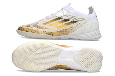 Adidas F50 Pro IC Low-Tops Football Shoes - White/Black/Gold
