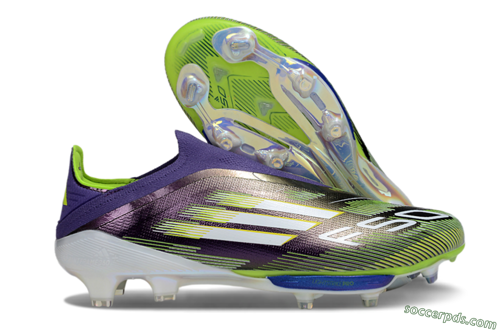 Adidas F50+ Elite Lightstrike Pro Laceless FG Low-Tops Football Boots - Purple/White/Yellow 1