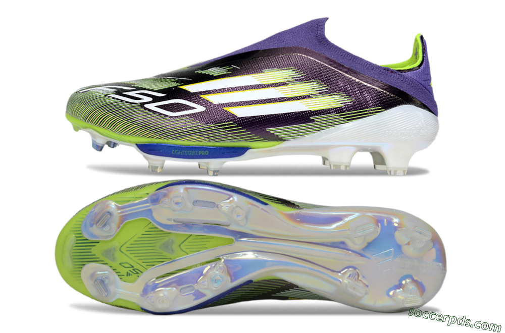 Adidas F50+ Elite Lightstrike Pro Laceless FG Low-Tops Football Boots - Purple/White/Yellow 0