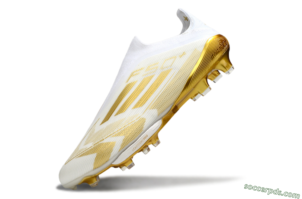 Adidas F50+ Elite Lightstrike Pro Laceless FG Low-Tops Football Boots - White/Gold 5