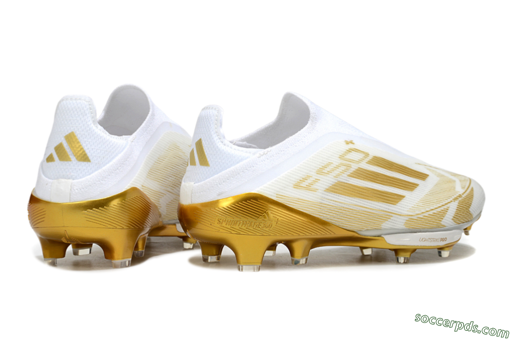 Adidas F50+ Elite Lightstrike Pro Laceless FG Low-Tops Football Boots - White/Gold 6