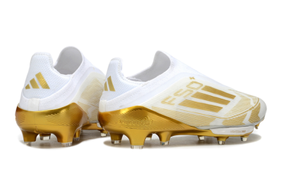 Adidas F50+ Elite Lightstrike Pro Laceless FG Low-Tops Football Boots - White/Gold