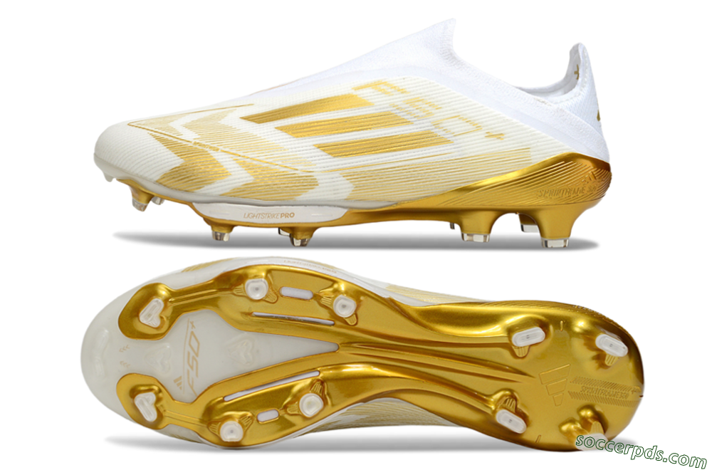 Adidas F50+ Elite Lightstrike Pro Laceless FG Low-Tops Football Boots - White/Gold 0