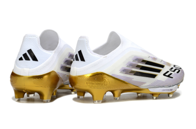 Adidas F50+ Elite Lightstrike Pro Laceless FG Low-Tops Football Boots - White/Black/Gold