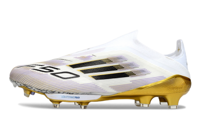 Adidas F50+ Elite Lightstrike Pro Laceless FG Low-Tops Football Boots - White/Black/Gold