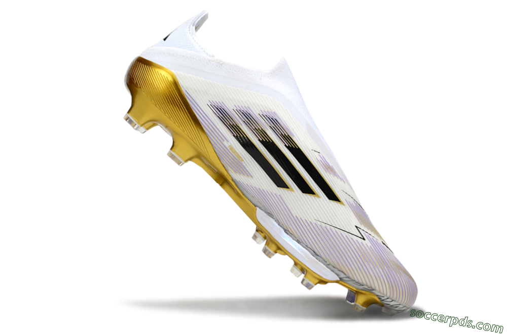 Adidas F50+ Elite Lightstrike Pro Laceless FG Low-Tops Football Boots - White/Black/Gold 4