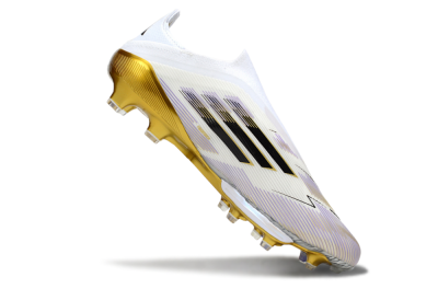 Adidas F50+ Elite Lightstrike Pro Laceless FG Low-Tops Football Boots - White/Black/Gold
