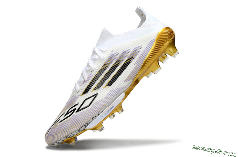 Adidas F50+ Elite Lightstrike Pro FG Low-Tops Football Boots - White/Black/Gold 5